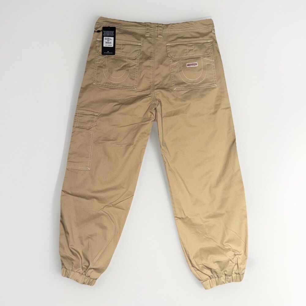 $199 True Religion Bobbi Baggy cargo Jogger Pants Beige Womens 31 Casual New NWT